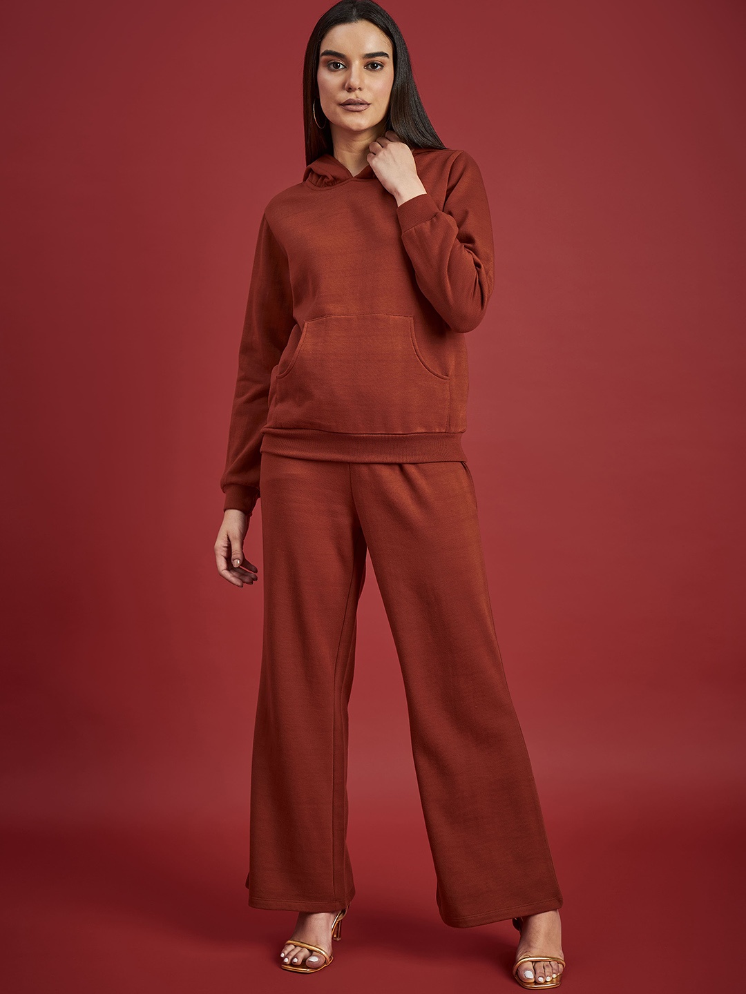 

all about you Pure Cotton Hooded Sweatshirt With Trouser, Rust