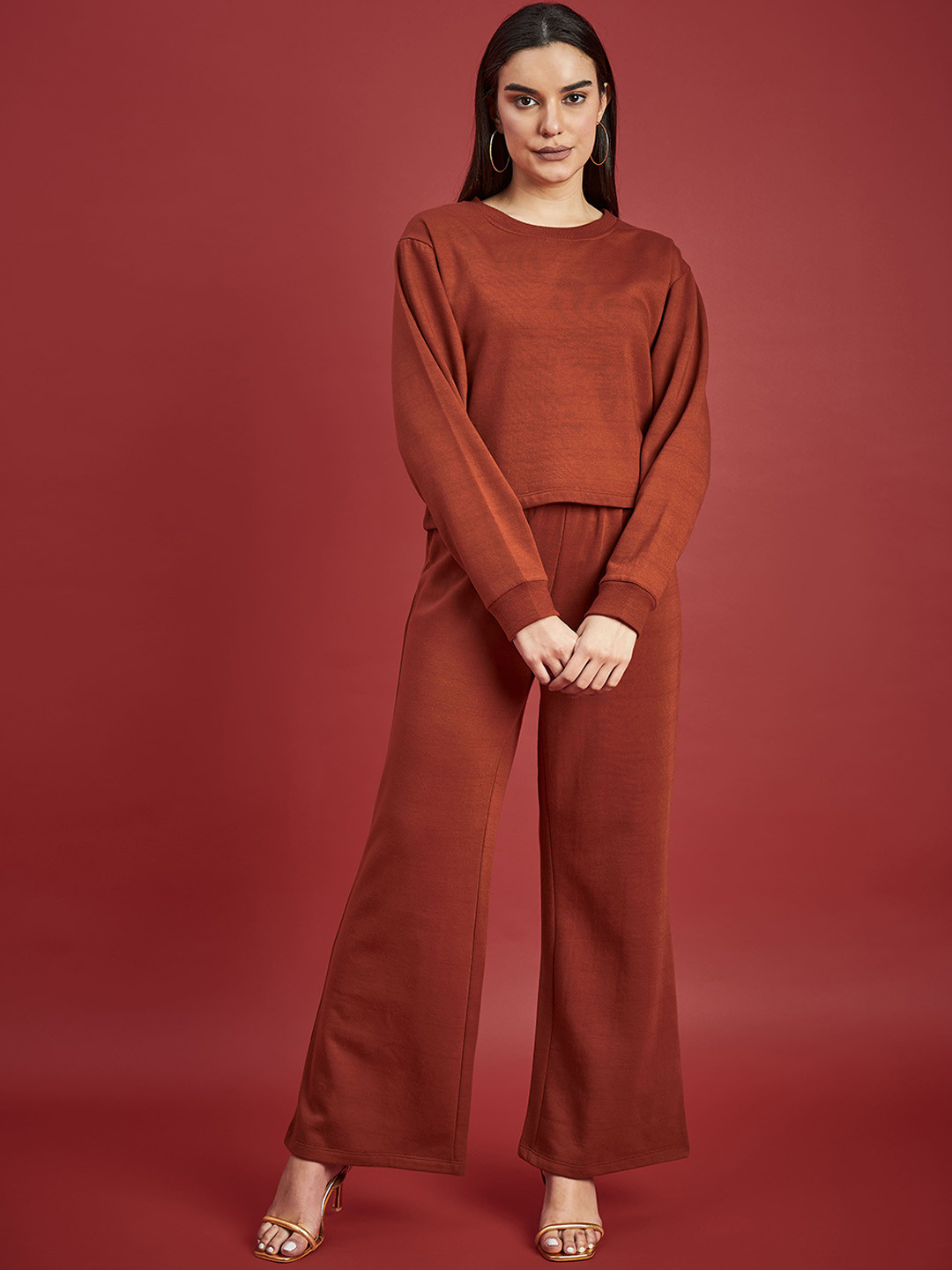 

all about you Pure Cotton Sweatshirt & Trousers, Rust