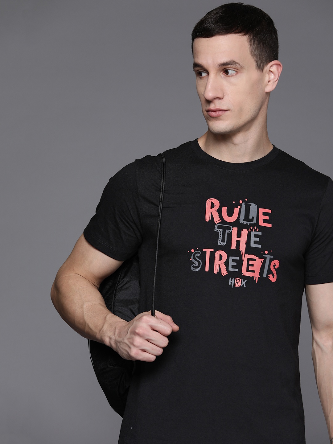 

HRX by Hrithik Roshan Typography Printed T-shirt, Black