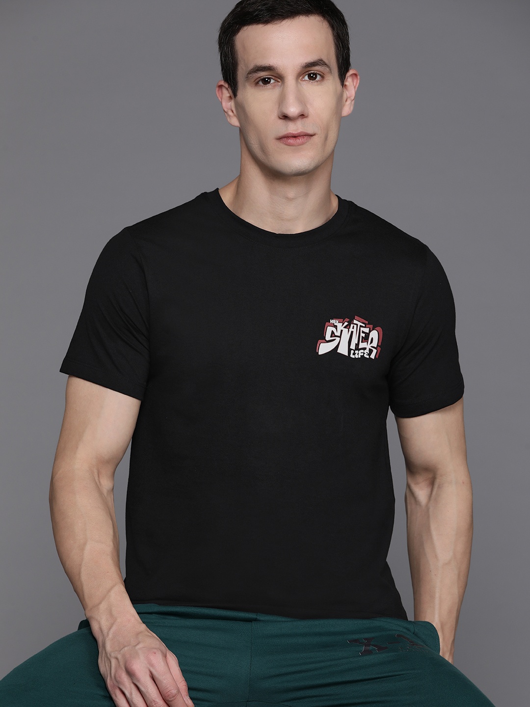 

HRX by Hrithik Roshan Placement Print T-shirt, Black