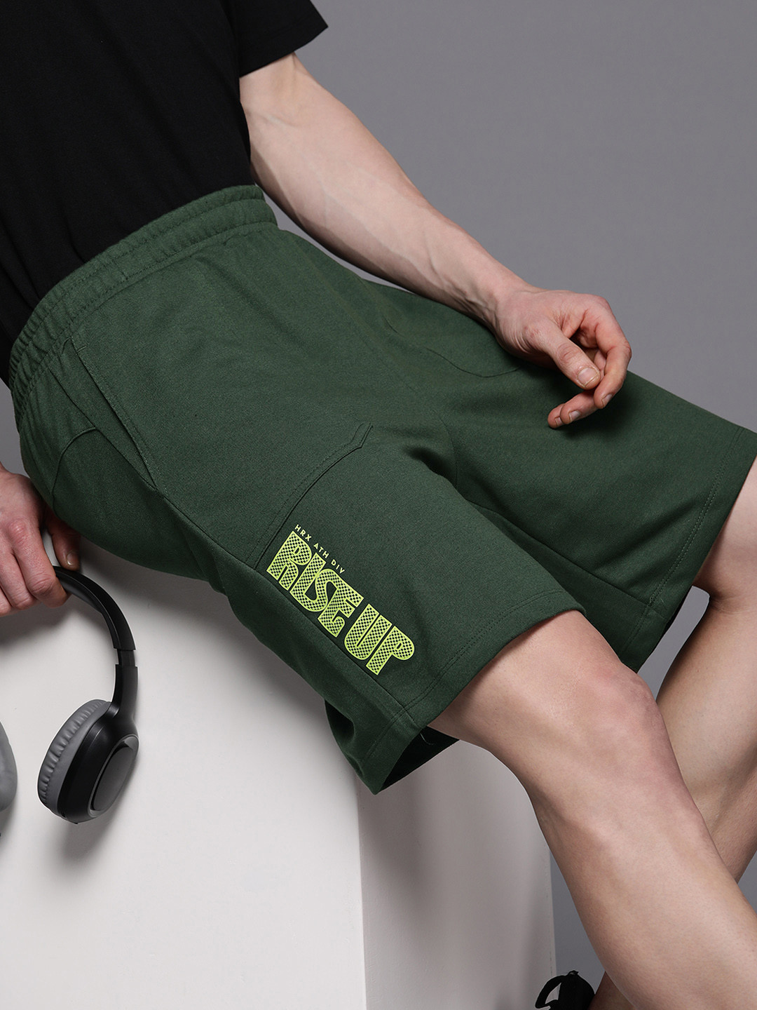 

HRX by Hrithik Roshan Men Printed Detail Lifestyle Shorts, Green
