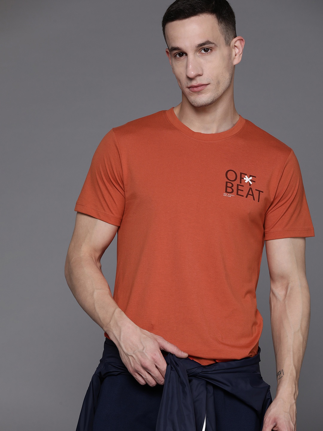

HRX by Hrithik Roshan Printed Detail Lifestyle T-shirt, Rust