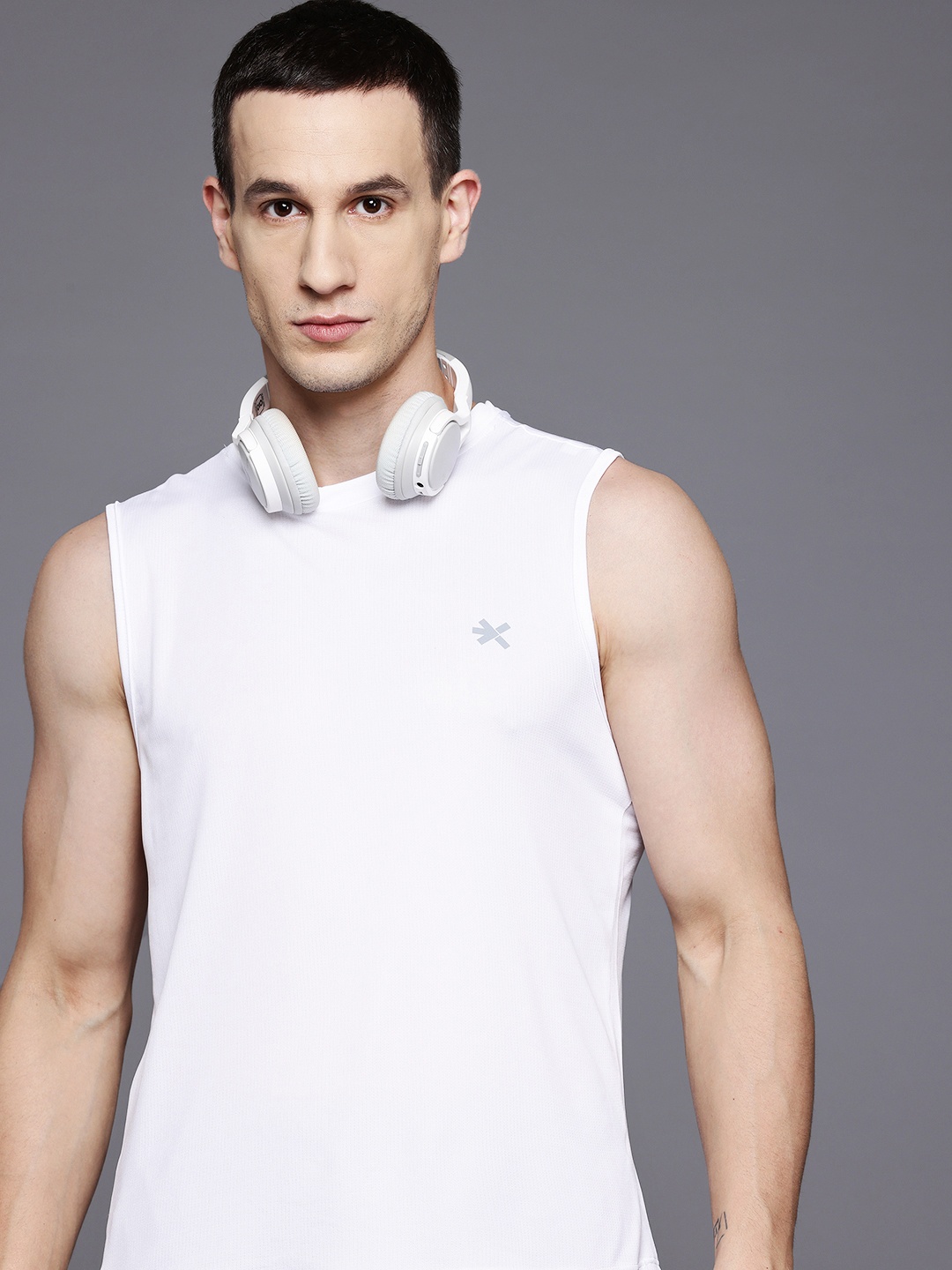 

HRX by Hrithik Roshan Rapid-Dry Sleeveless Running T-shirt, White