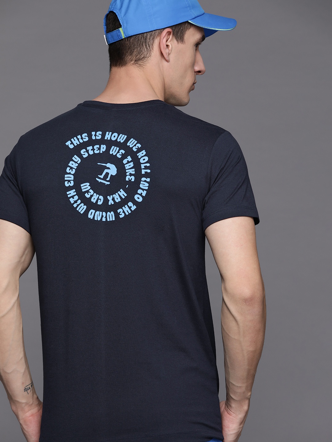 

HRX by Hrithik Roshan Men Typography Printed T-shirt, Navy blue
