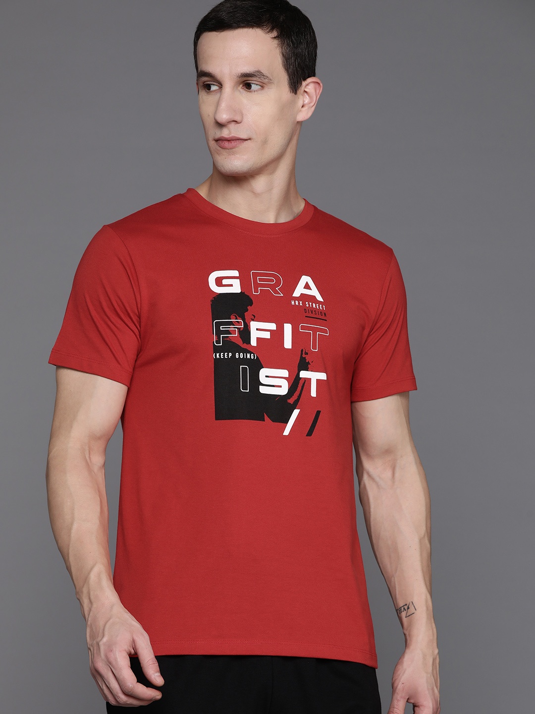 

HRX by Hrithik Roshan Typography Printed T-shirt, Red