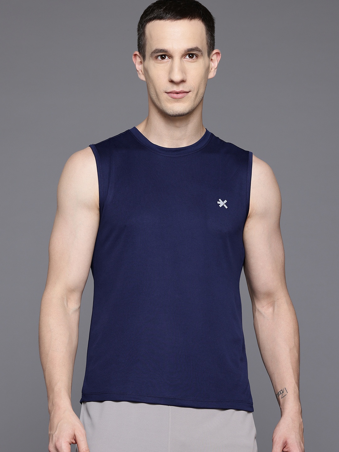 

HRX by Hrithik Roshan Rapid-Dry Sleeveless Running T-shirt, Navy blue