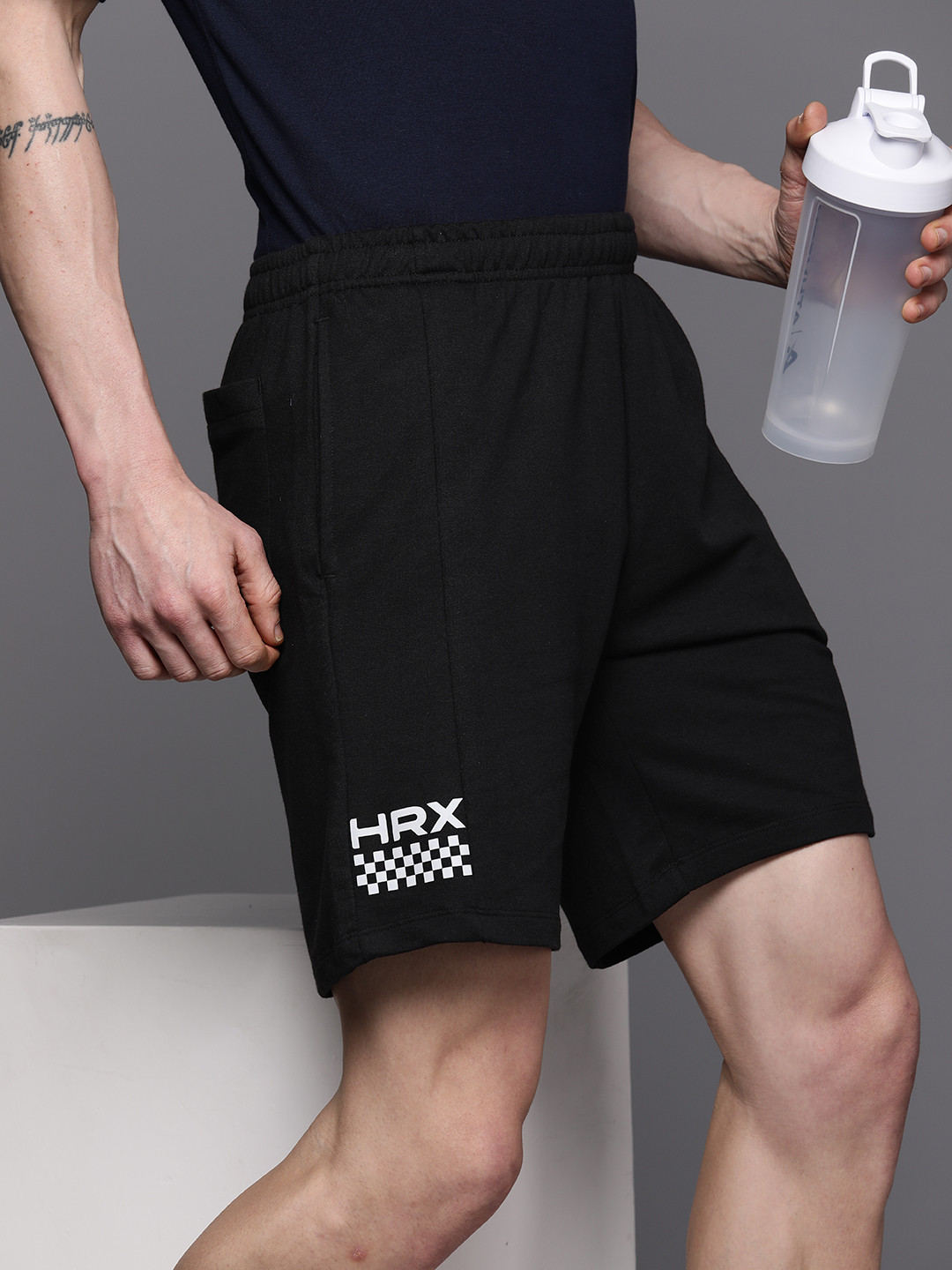 

HRX by Hrithik Roshan Men Printed Detail Lifestyle Shorts, Black