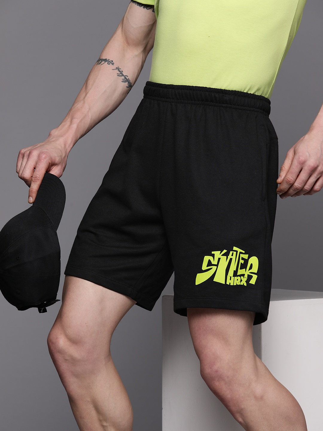 

HRX by Hrithik Roshan Men Printed Detail Lifestyle Shorts, Black
