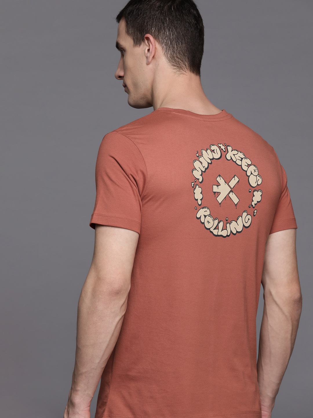 

HRX by Hrithik Roshan Men Typography Printed T-shirt, Rust