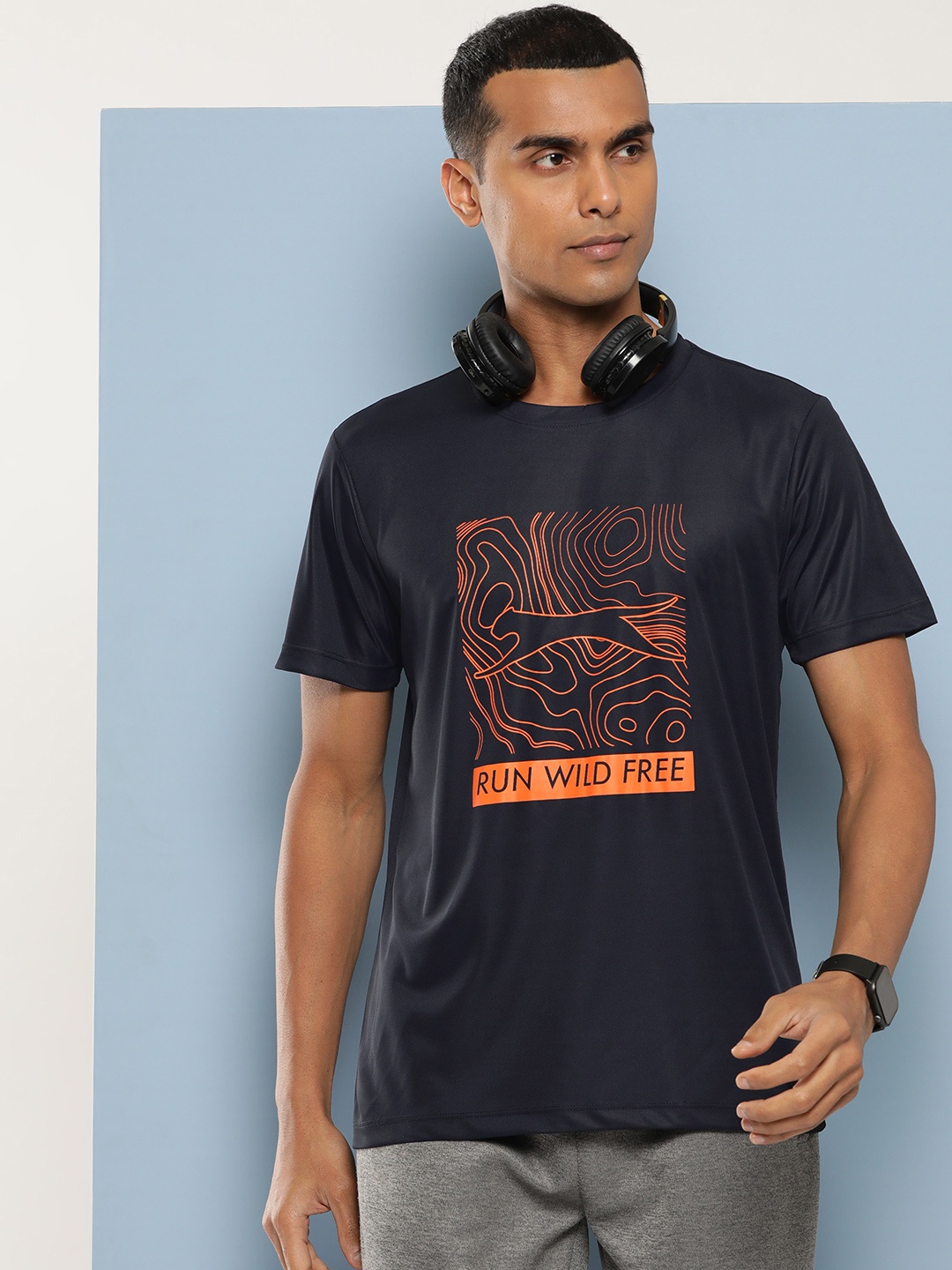 

Slazenger Printed Ultra-Dry Running T-shirt, Navy blue