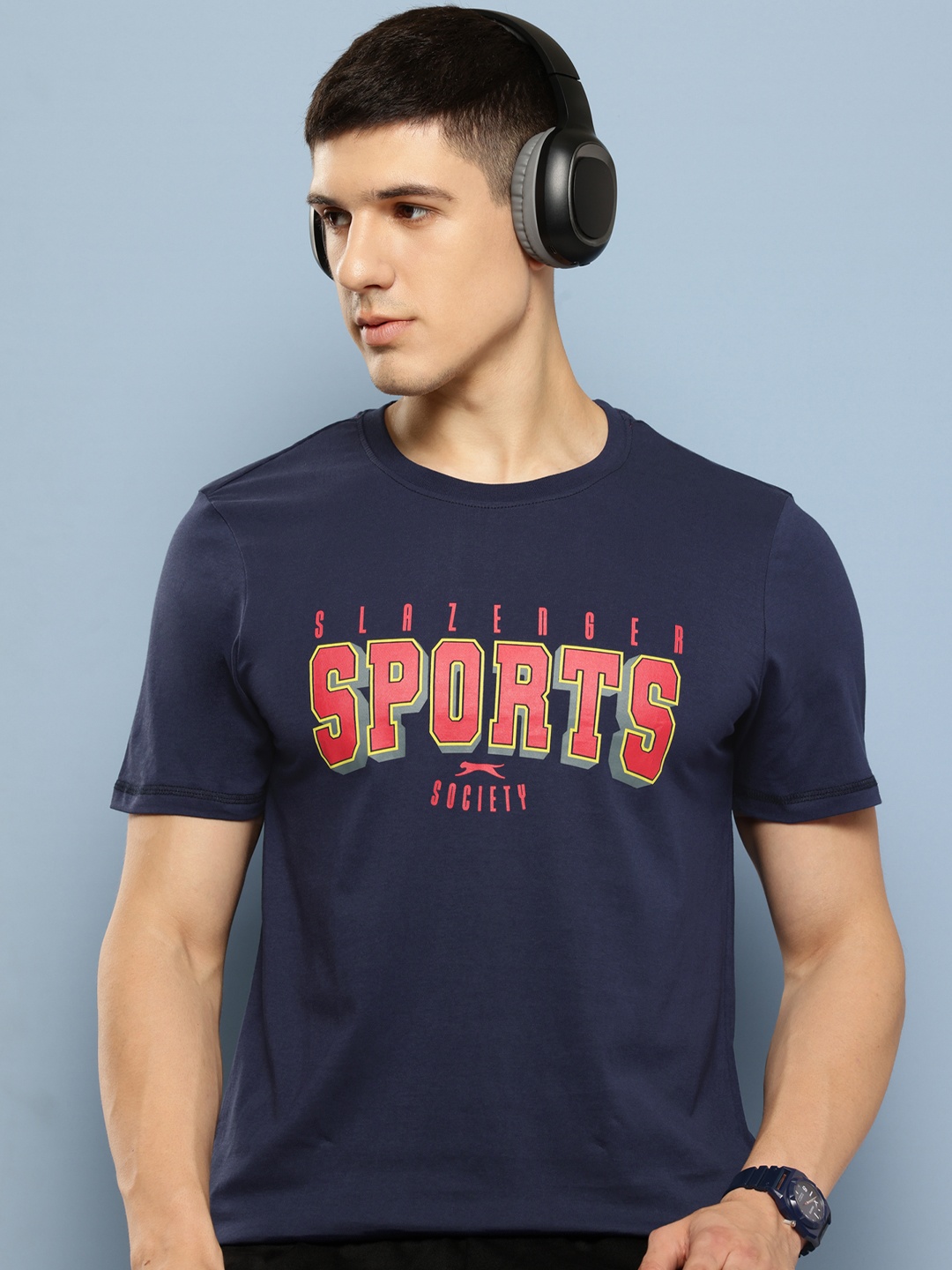 

Slazenger Men Typography Printed T-shirt, Navy blue