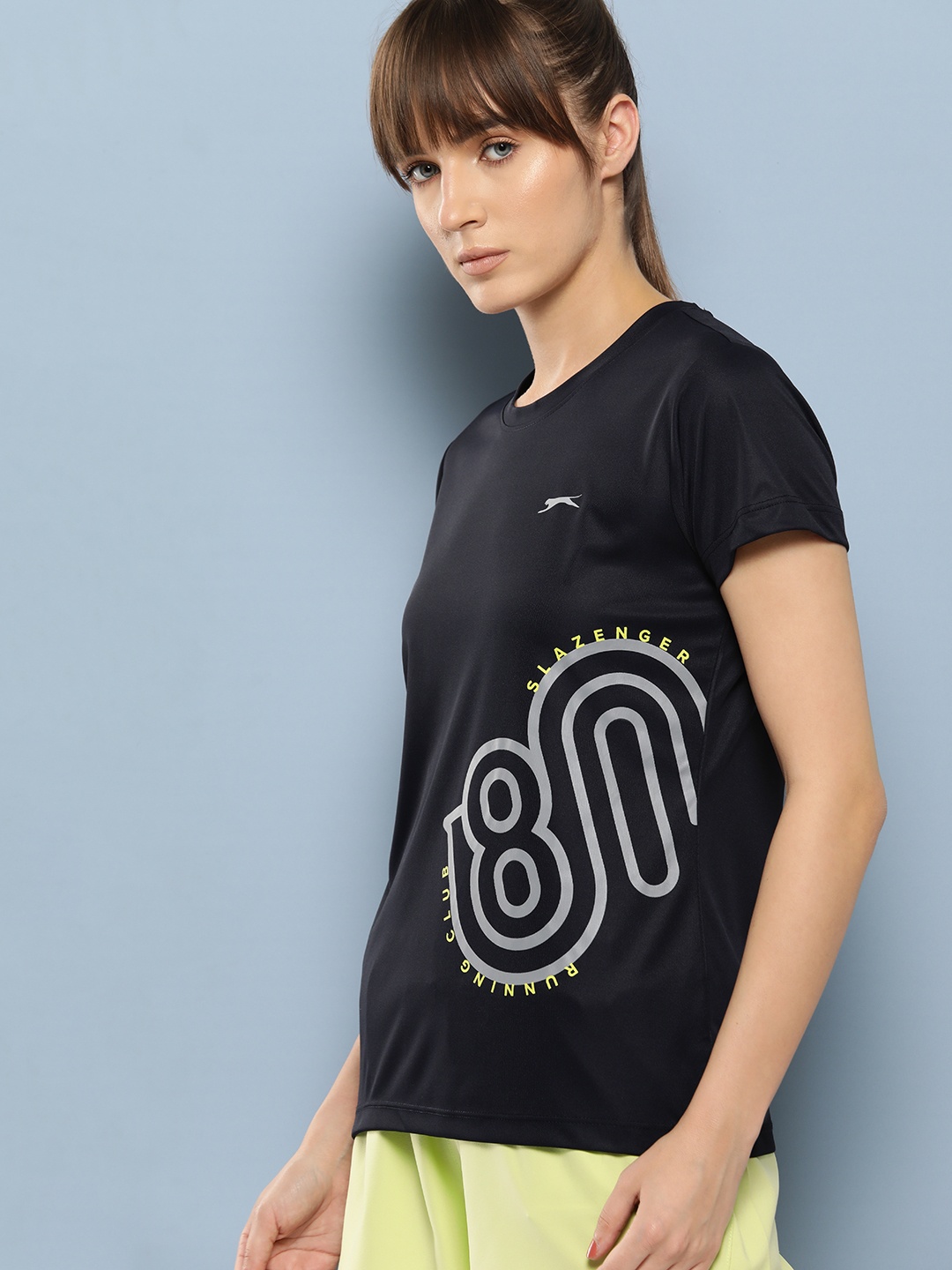 

Slazenger Women Typography Printed Ultra-Dry T-shirt, Navy blue
