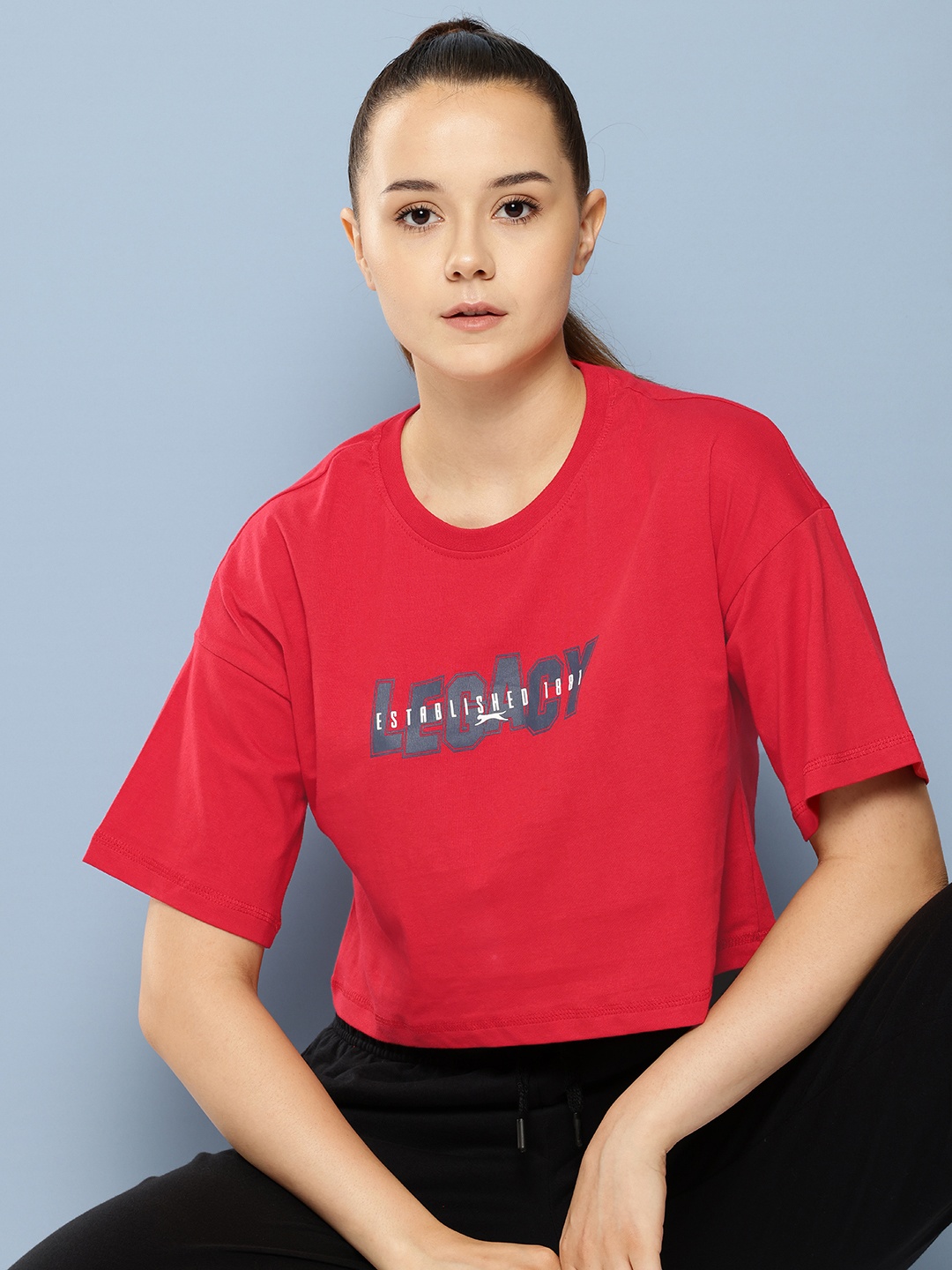 

Slazenger Typography Printed Crop T-shirt, Red