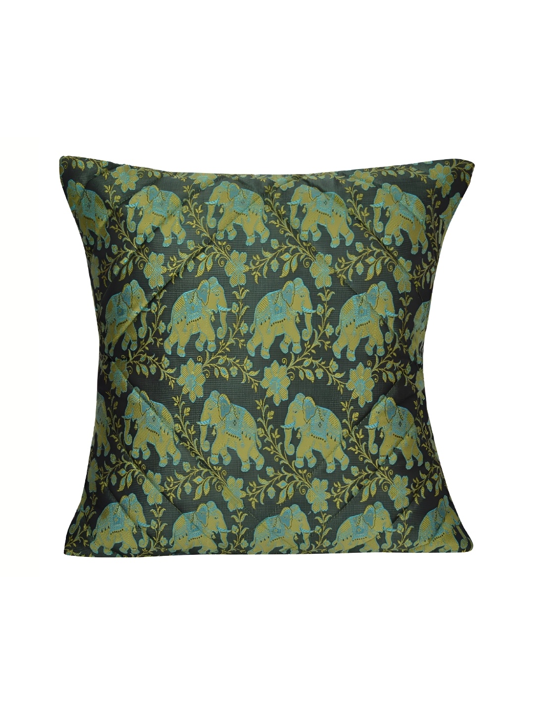 

Lal Haveli Green & Blue Floral Printed Square Cushion Cover