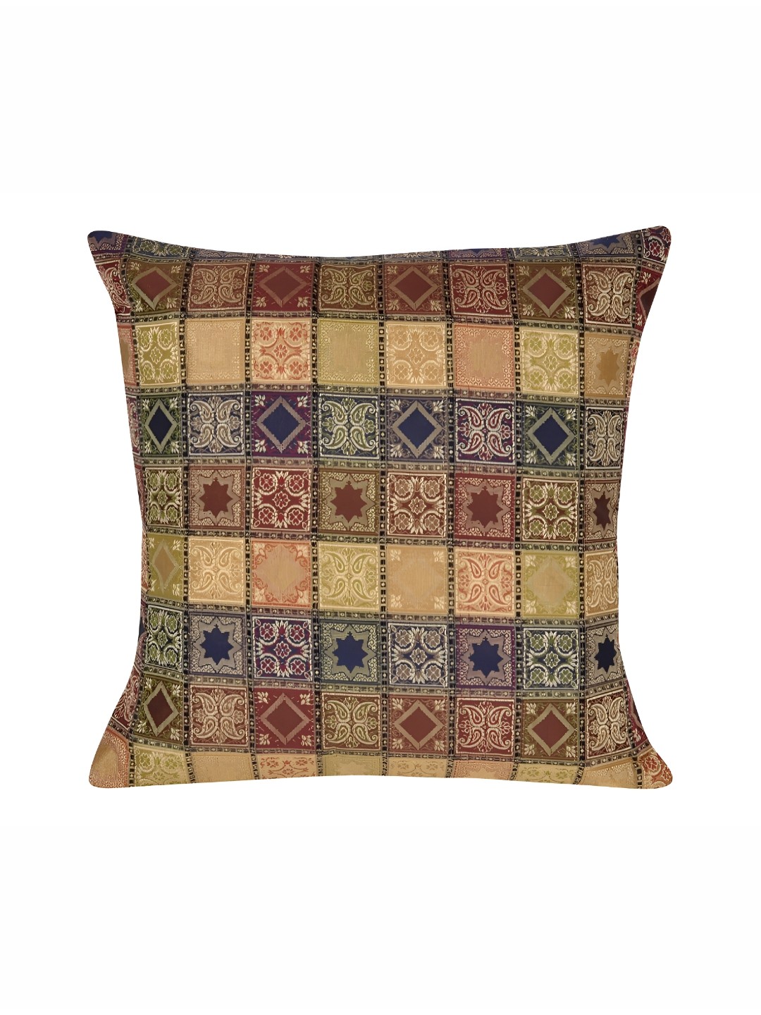 

Lal Haveli Brown & Blue Geometric Printed Square Cushion Cover