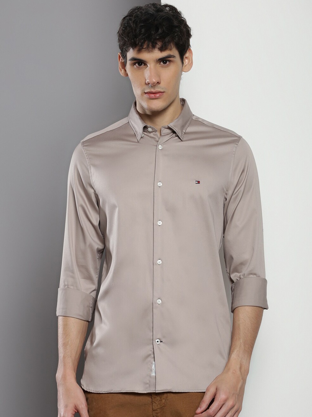 

Tommy Hilfiger Slim Fit Button-Down Collar Casual Shirt, Beige