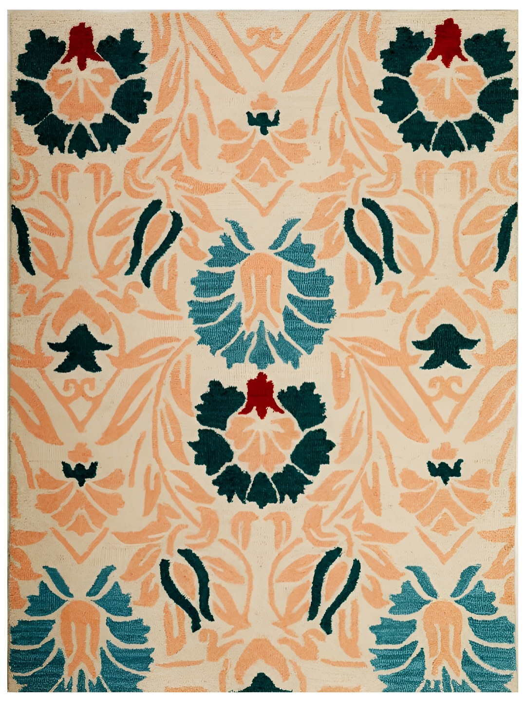 

MIRZAPUR KALEEN AND RUGS Beige & Blue Handmade Woollen Carpet