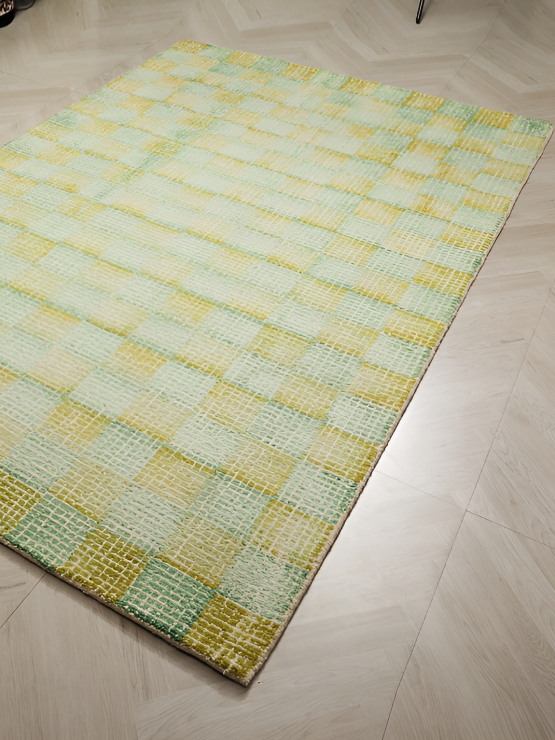 

MIRZAPUR KALEEN AND RUGS Green & Mustard Handmade Woollen Carpet