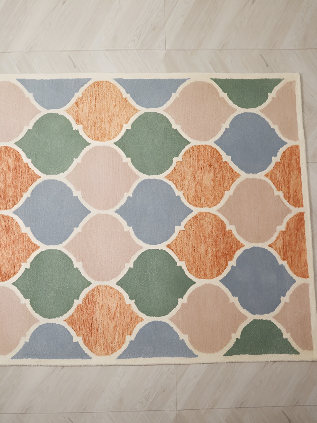 

MIRZAPUR KALEEN AND RUGS Beige & Green Handmade Woollen Carpet