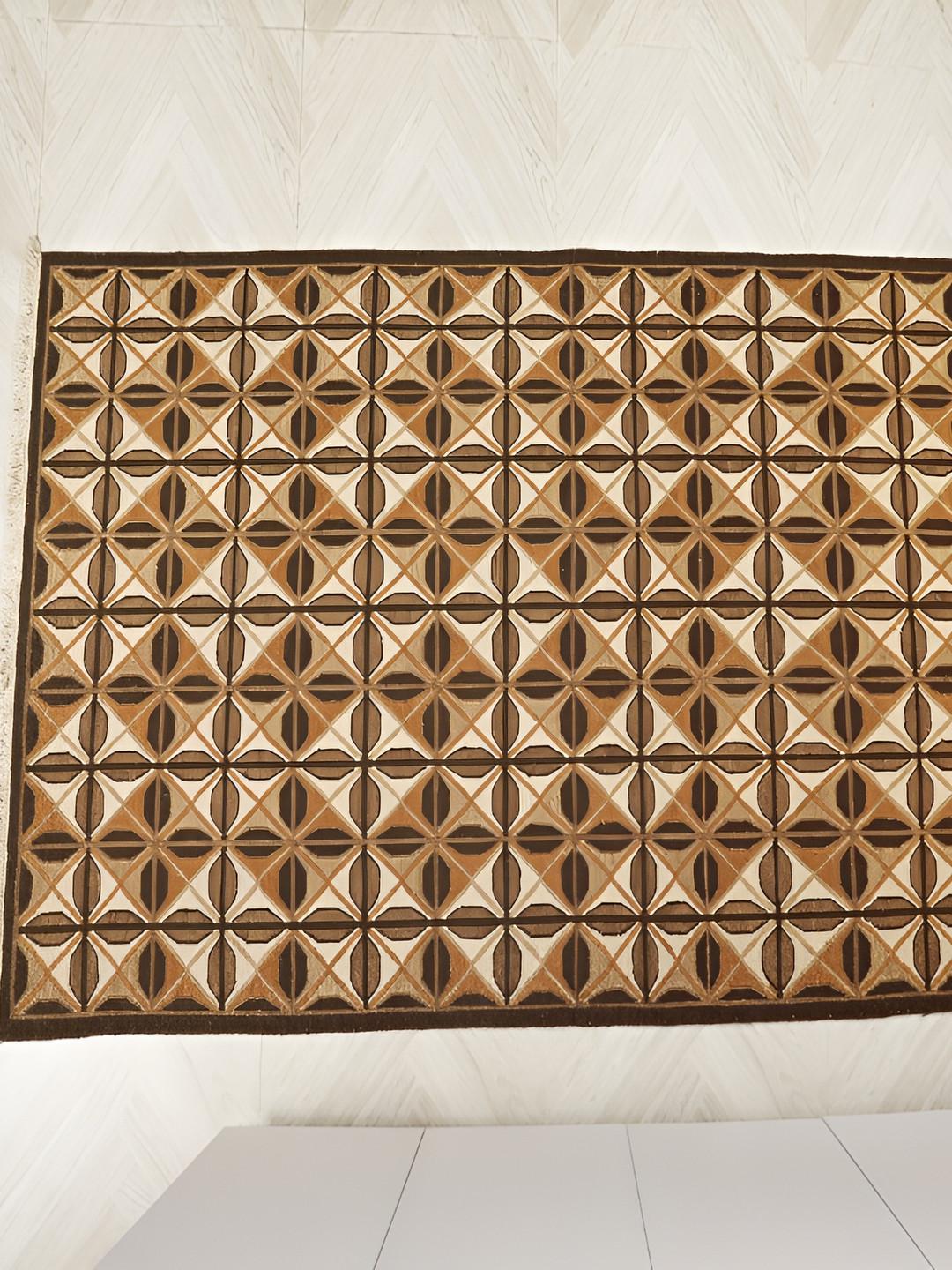 

MIRZAPUR KALEEN AND RUGS Brown & Beige Handmade Woollen Carpet