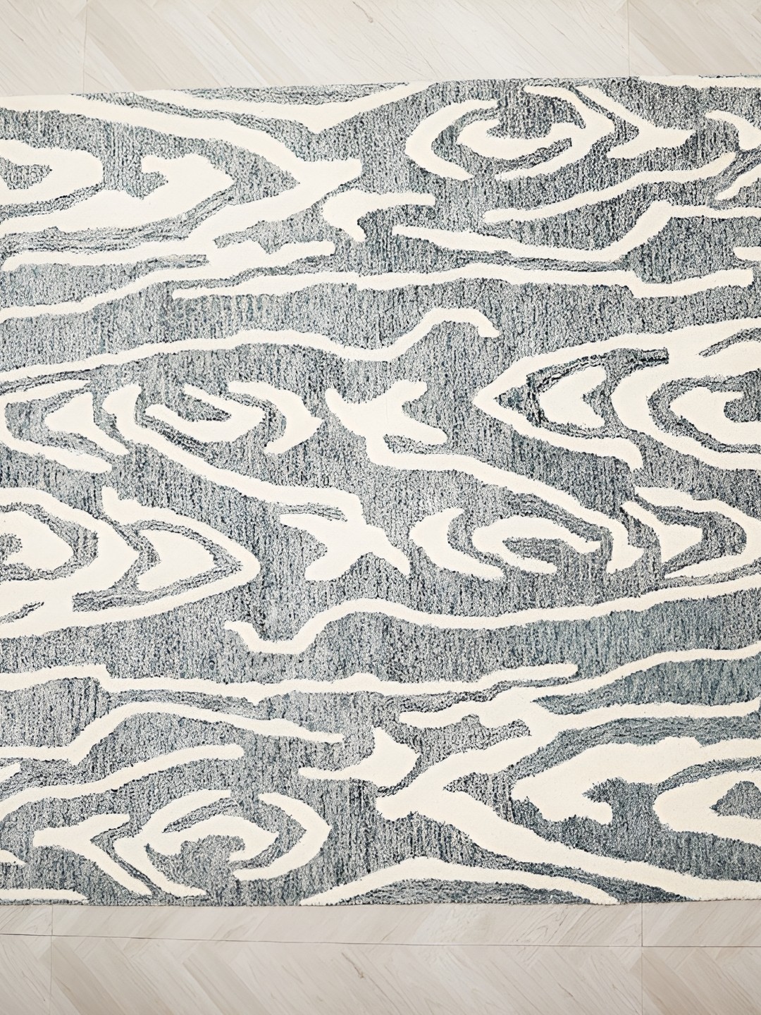

MIRZAPUR KALEEN AND RUGS Grey & Beige Handmade Woollen Carpet