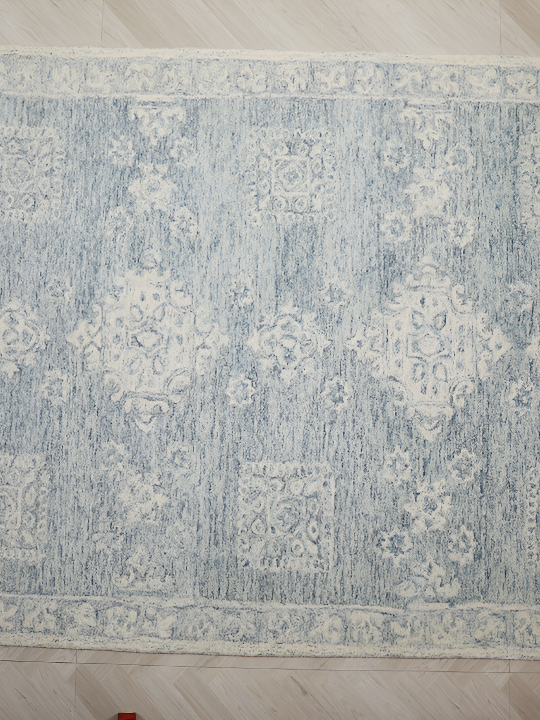 

MIRZAPUR KALEEN AND RUGS Beige & Blue Handmade Woollen Carpet