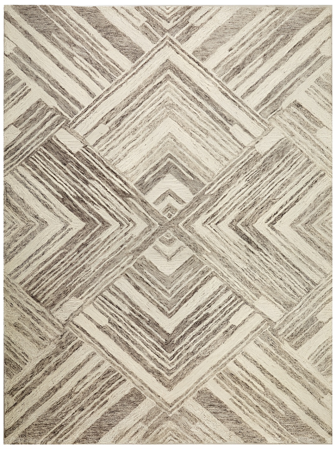 

MIRZAPUR KALEEN AND RUGS Beige & Grey Handmade Woollen Carpet