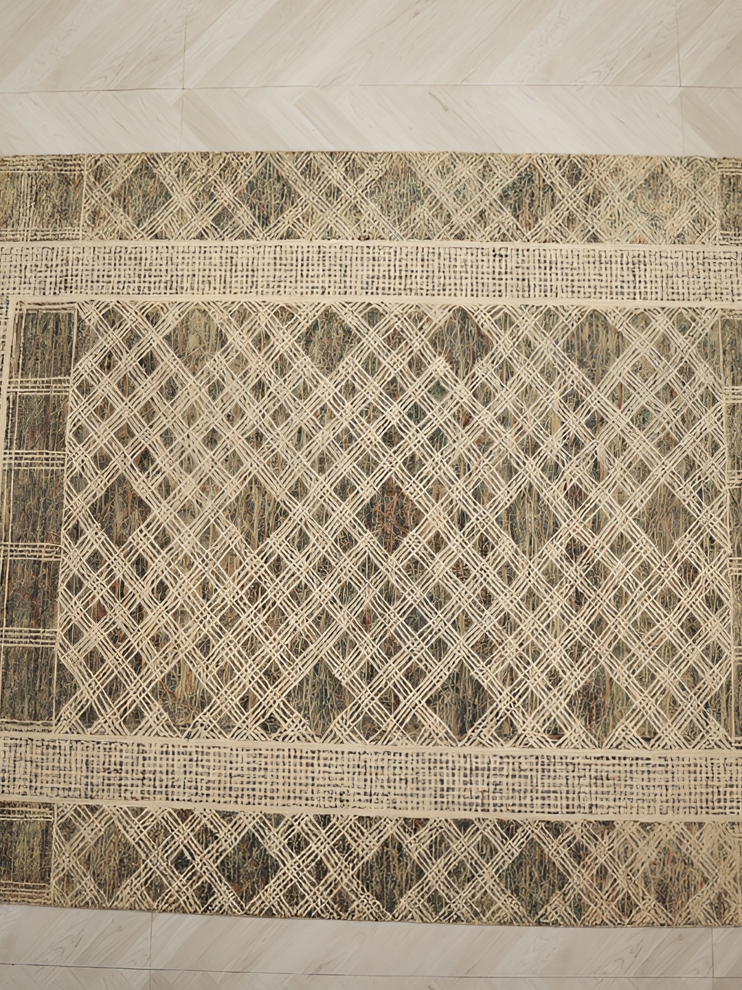

MIRZAPUR KALEEN AND RUGS Beige & Green Handmade Woollen Carpet