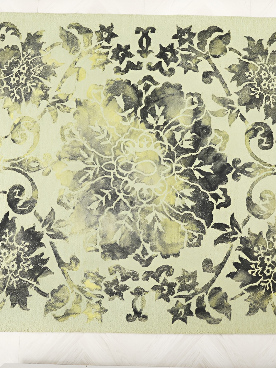 

MIRZAPUR KALEEN AND RUGS Green & Black Handmade Woollen Carpet