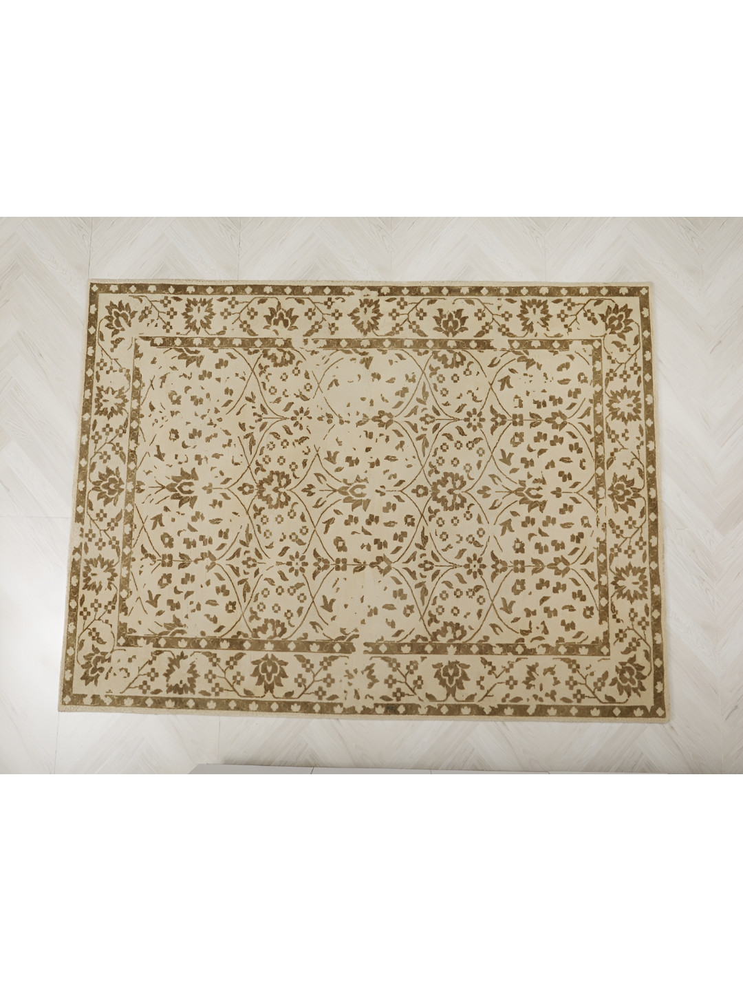 

MIRZAPUR KALEEN AND RUGS Beige Contemporary Woollen Carpet