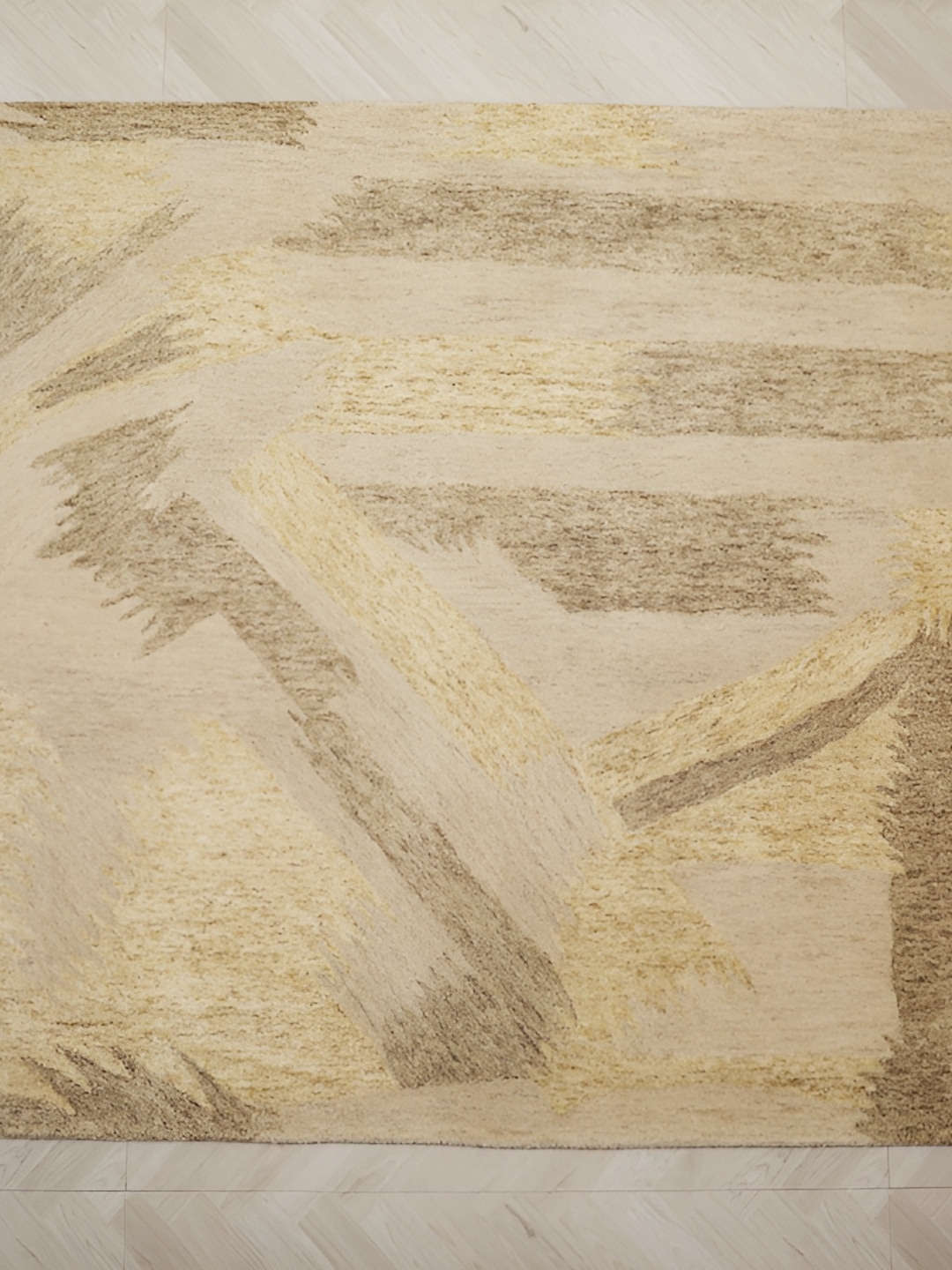 MIRZAPUR KALEEN AND RUGS Beige Contemporary Woollen Carpet