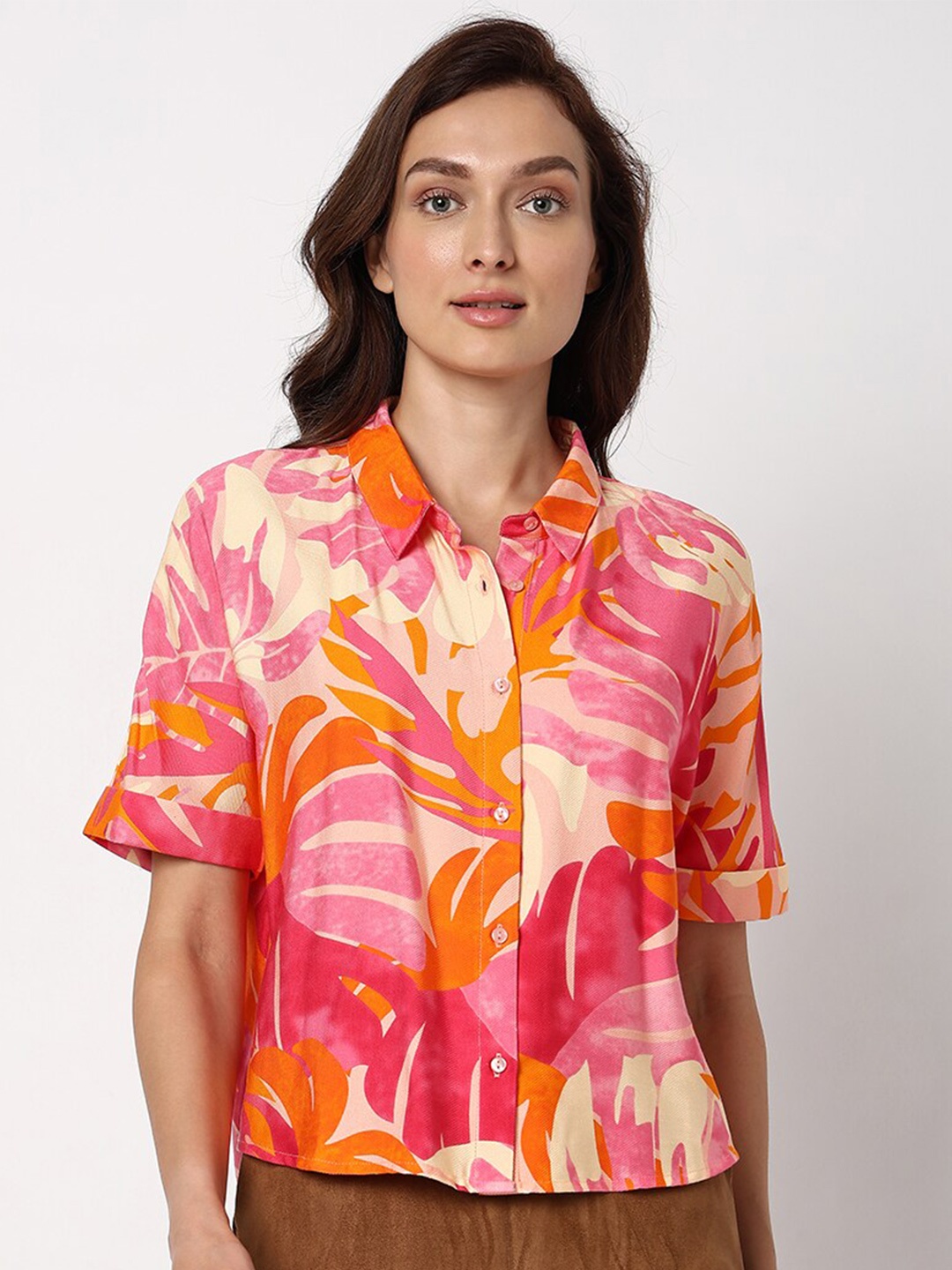 

Vero Moda Floral Printed Casual Shirt, Pink