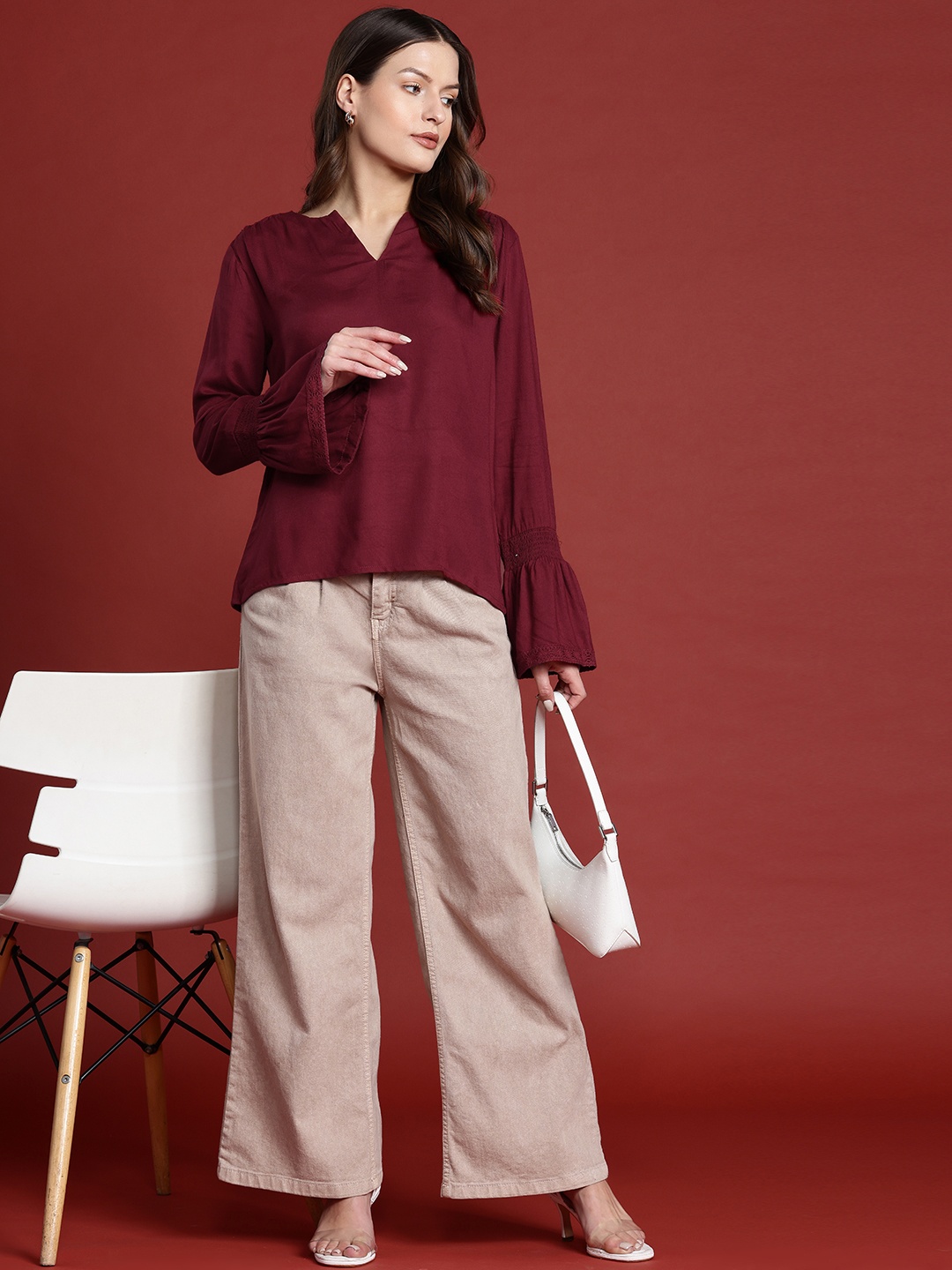 

all about you Bell Sleeves Top, Maroon