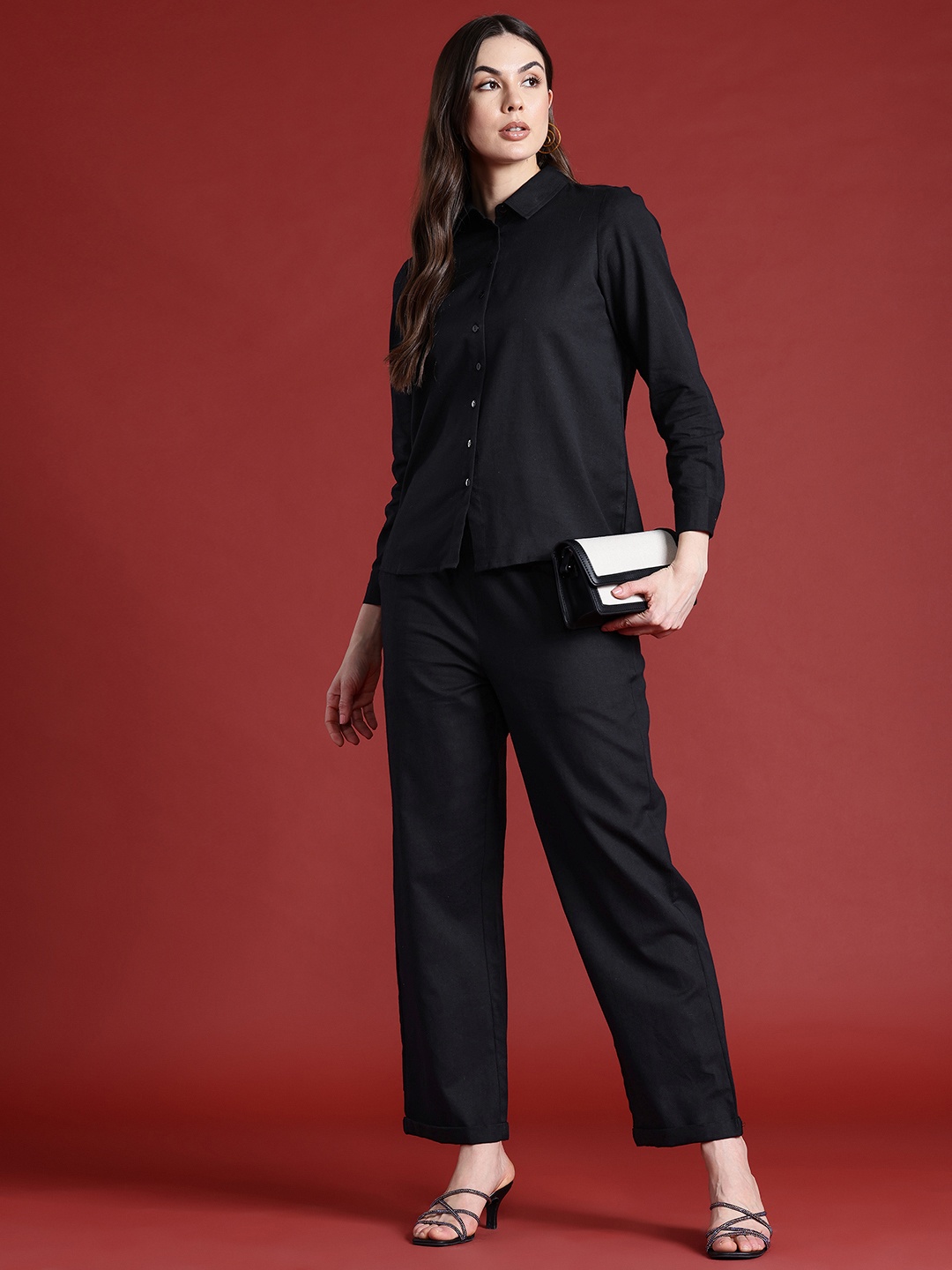 

all about you Cotton Linen Co-Ords, Black