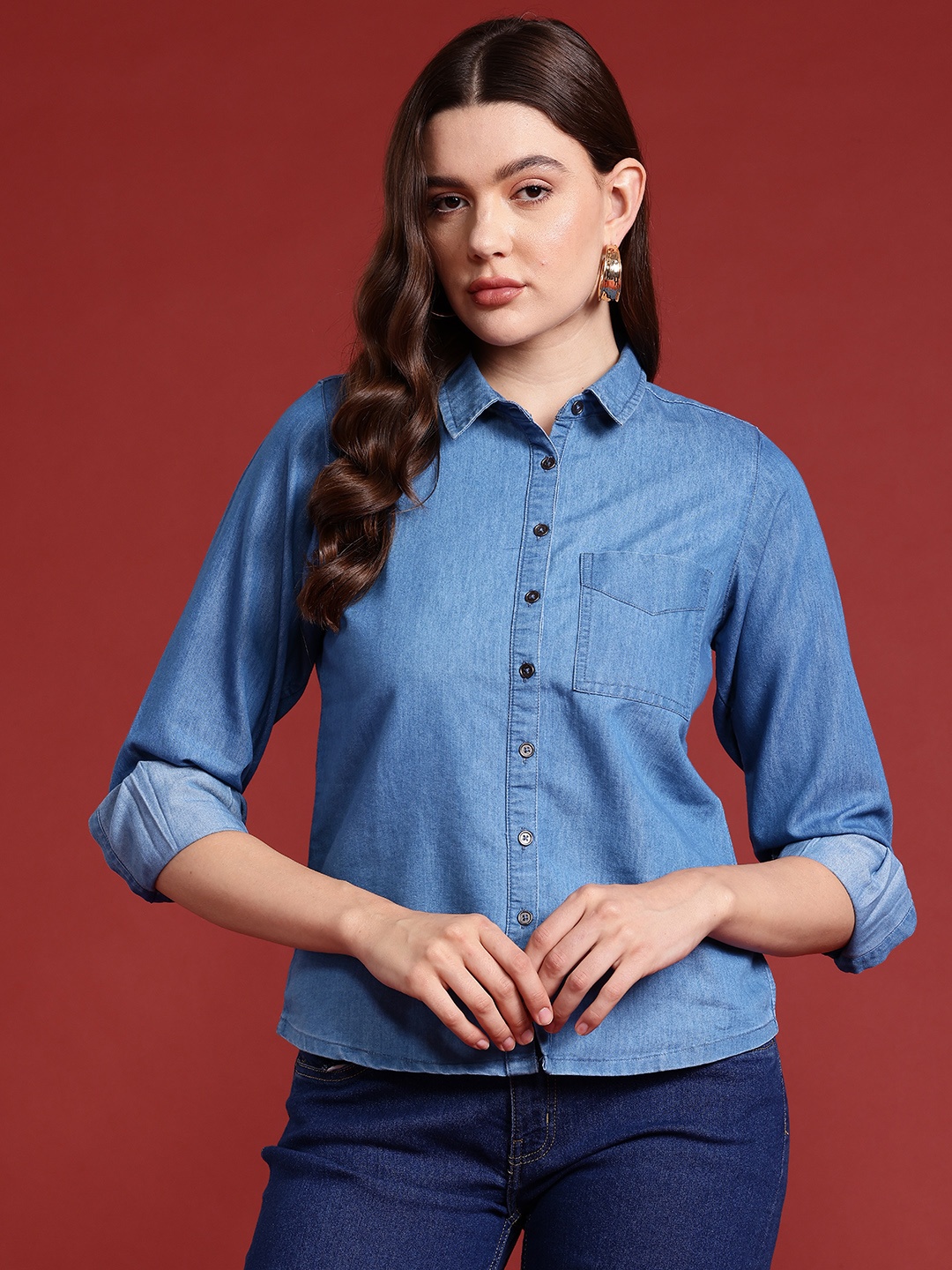 

all about you Women Opaque Casual Shirt, Blue