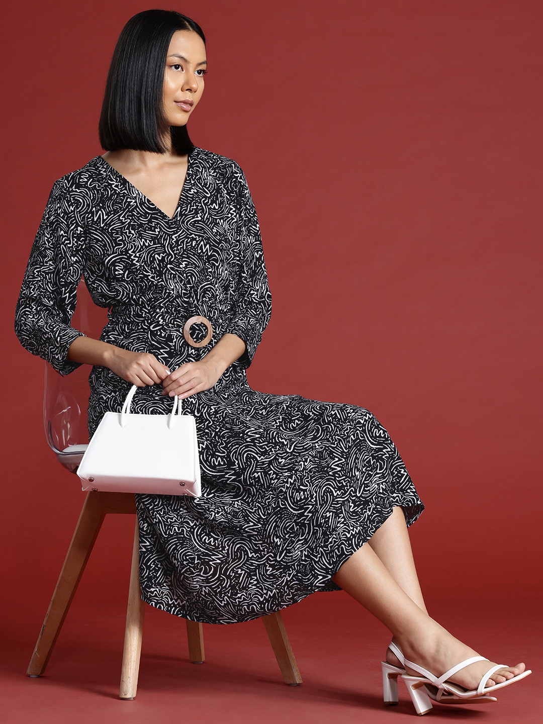 

all about you Print Midi Dress, Black