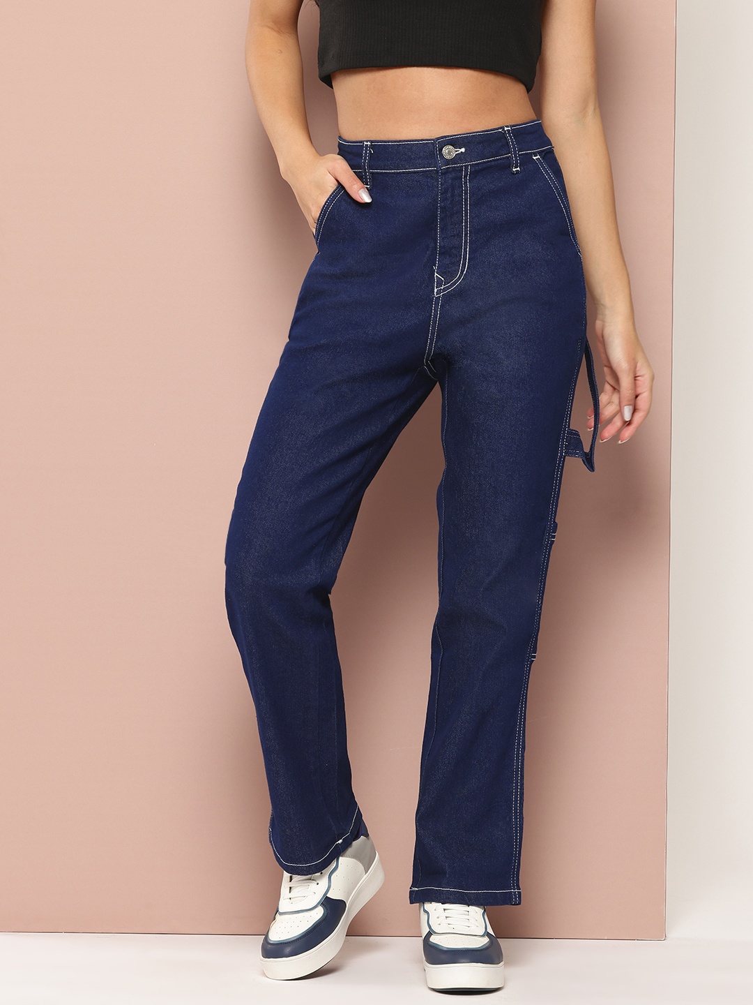 

Harvard Women Straight Fit High-Rise Jeans, Navy blue
