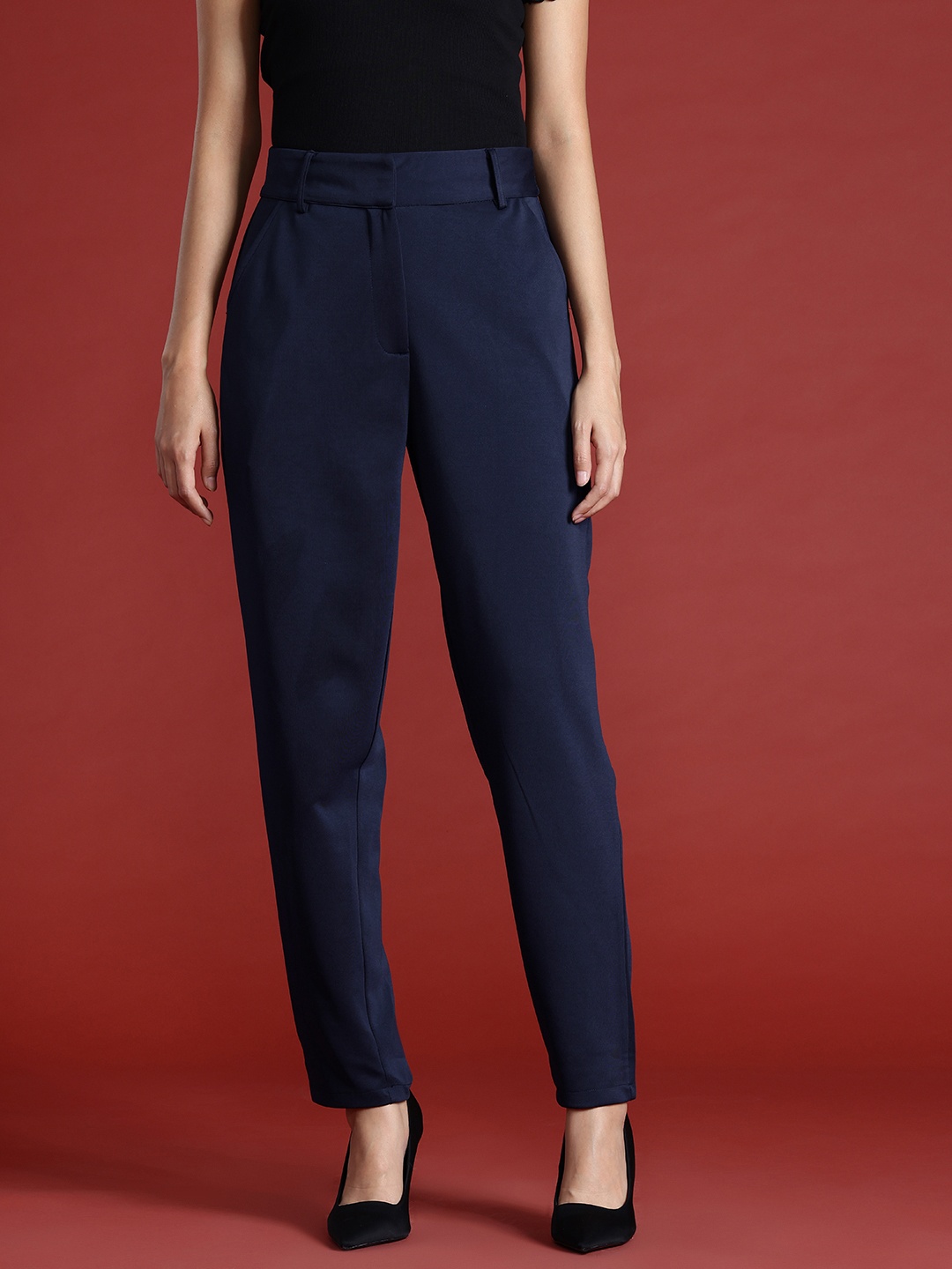 

All About You Formals Women Regular Fit Trousers, Navy blue