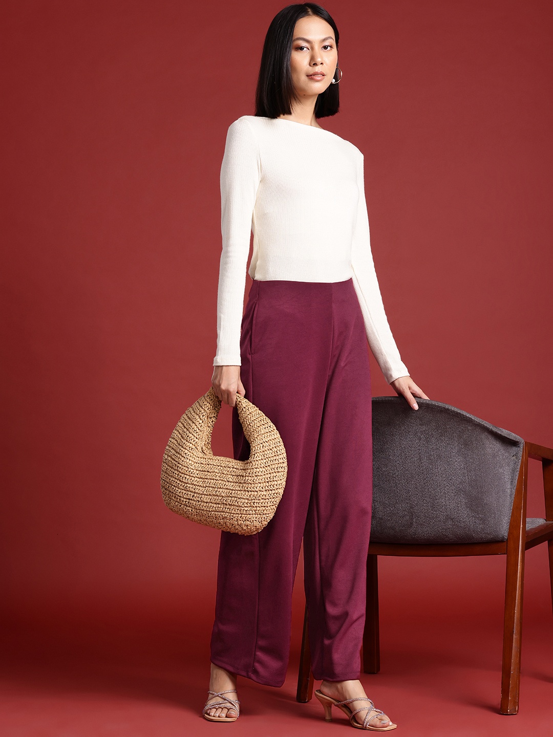 

all about you Women Trousers, Burgundy