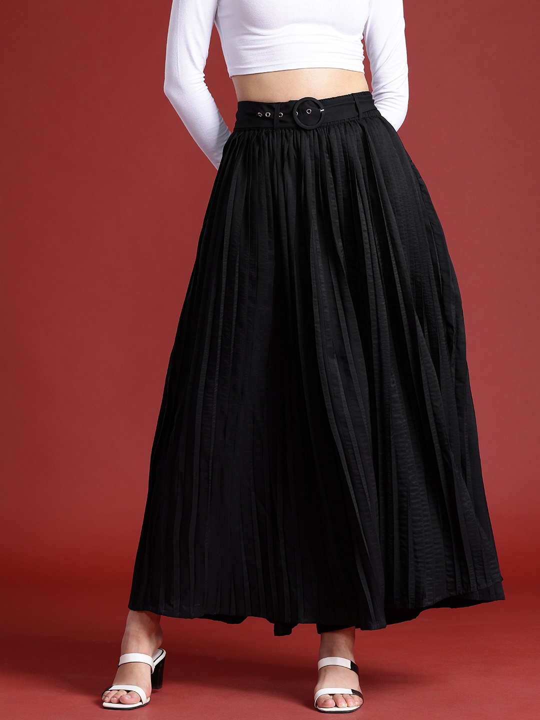 

all about you Pleated Wide-Leg Trousers, Black