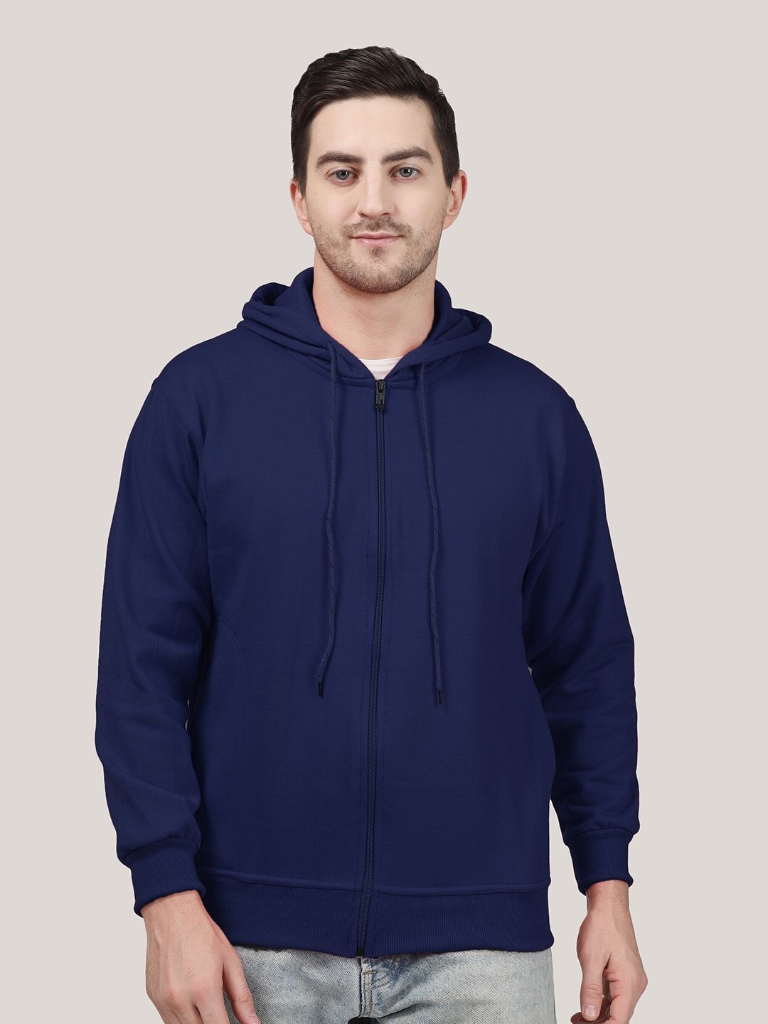 

Greylongg Men Navy Blue Hooded Sweatshirt