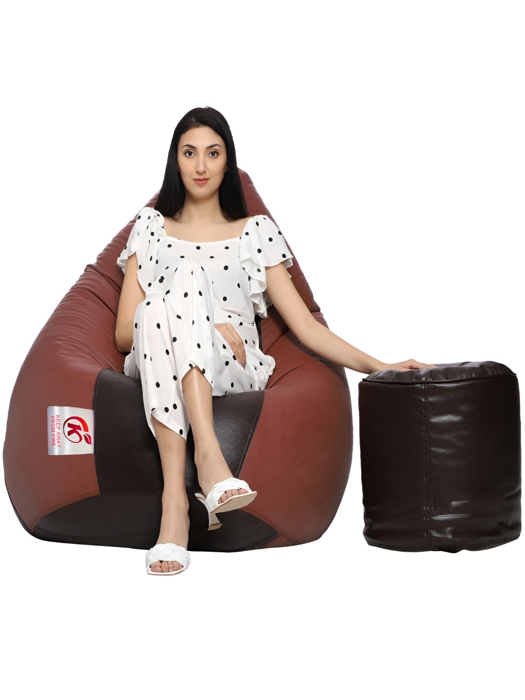 

Coaster Shine Brown & Black 2 Pieces Bean Bag Cover With Foot Stool