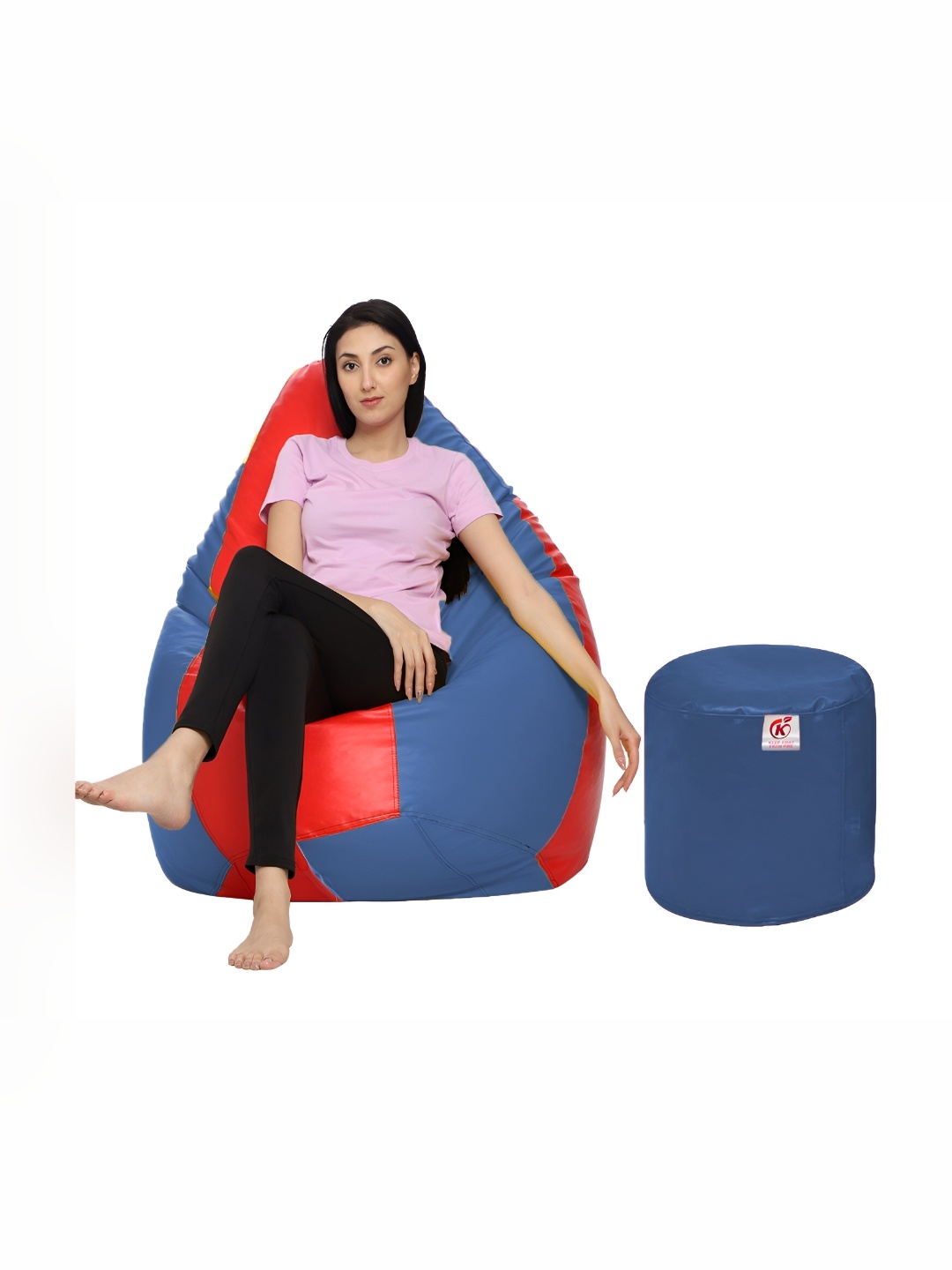 

Coaster Shine Red & Blue Colourblocked Bean Bag Cover With Foot Stool