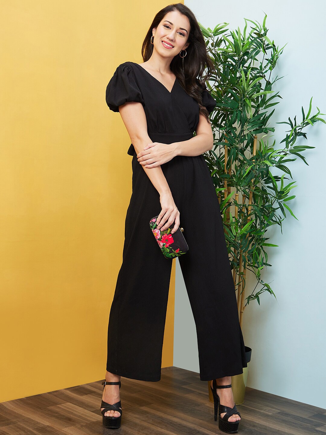 

Globus Gathered Tie Up Jumpsuit, Black
