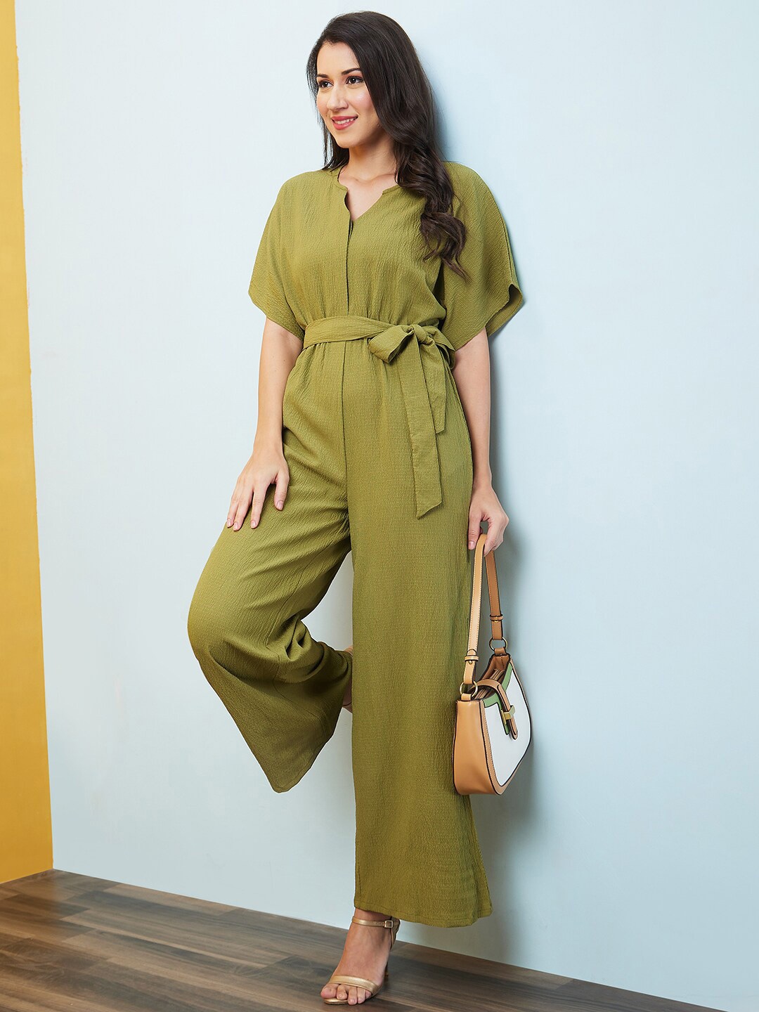 

Globus Women Extended Sleeve Tie-Up Jumpsuit, Green