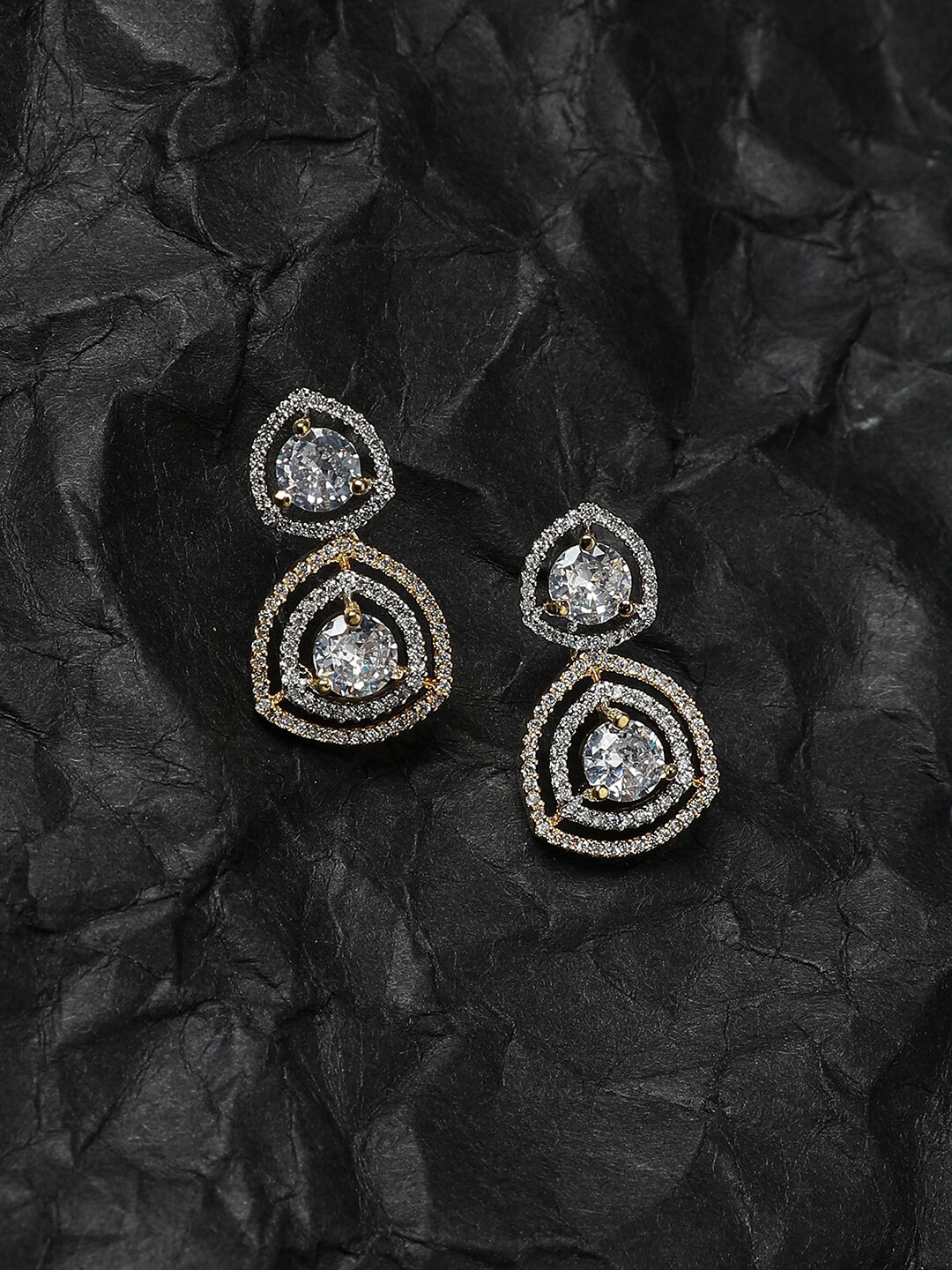 

Anouk Gold-Plated Artificial Stones Studded Drop Earrings