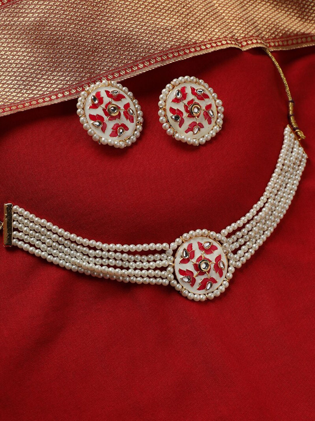 

Anouk Gold Plated Stone Studded & Beaded Jewellery Set