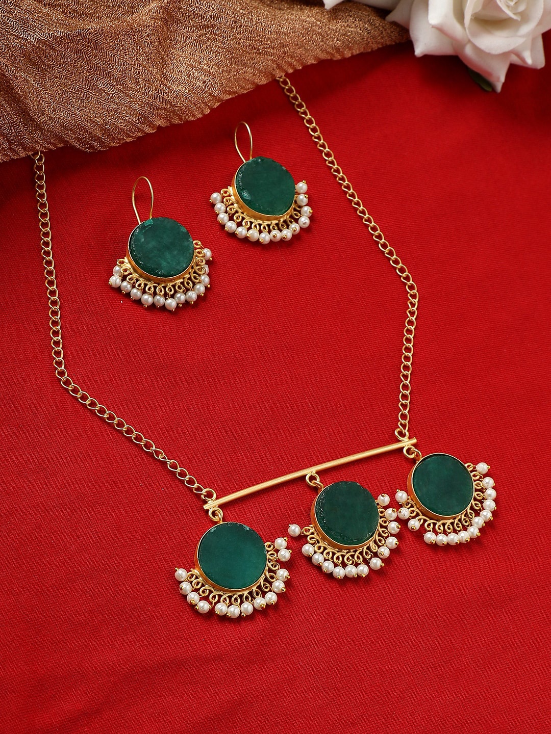 

Anouk Gold-Plated Stone-Studded Jewellery Set