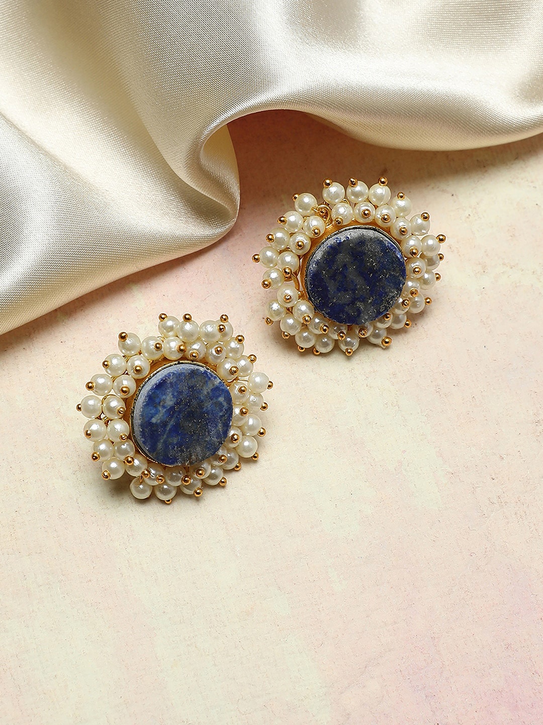 

Anouk Gold-Plated Circular Artificial Stones Stud Earrings, Blue