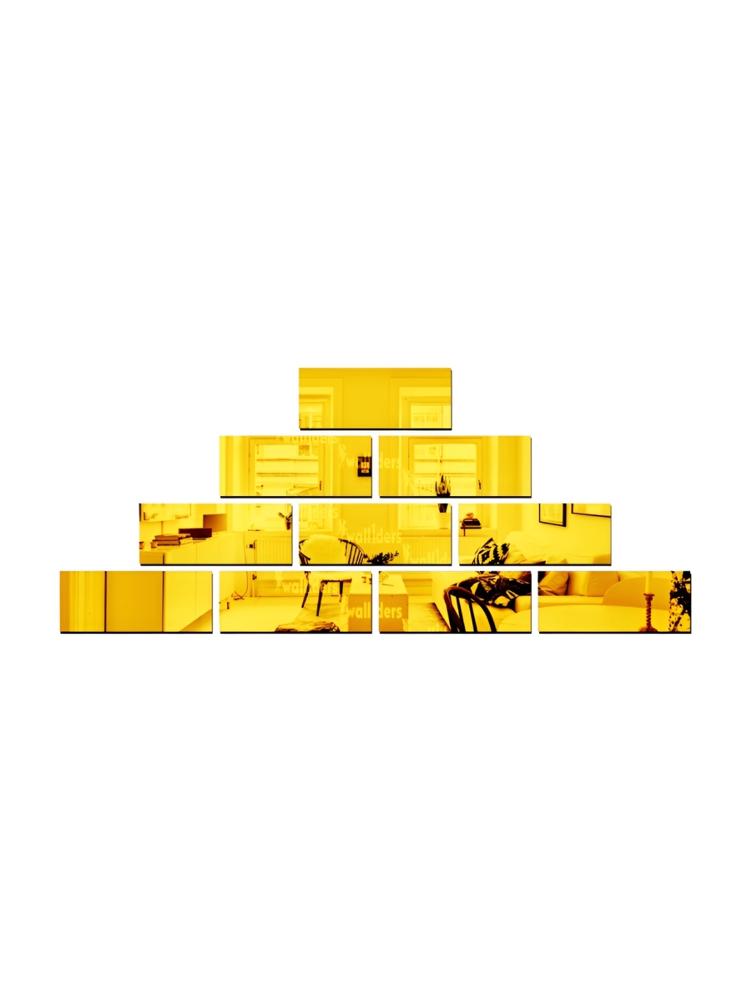 Wall1ders Gold toned10Pcs Abstract Rectangle Mirror Wall Stickers